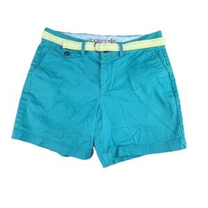 Vtg Dockers Green Shorts Womens Size 6 Preppy Pockets Stretch‎ Original Belt